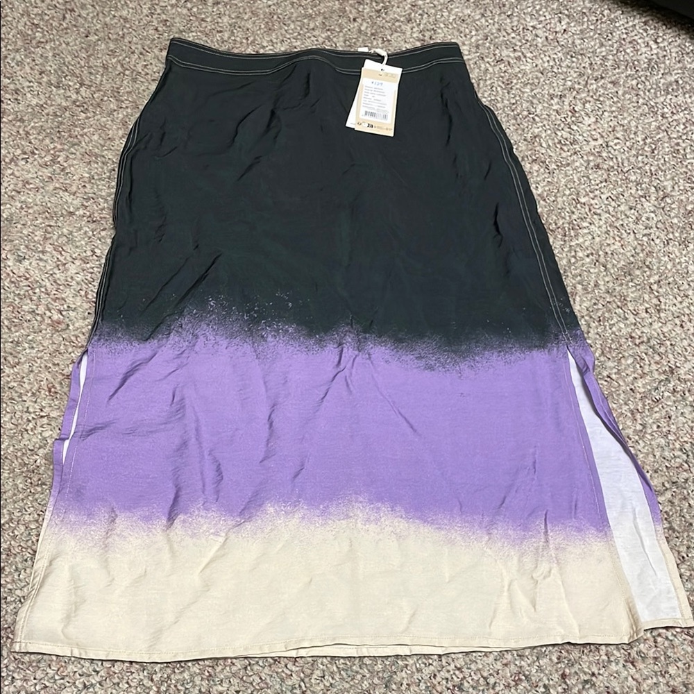 Part two midi slit side Black and Purple Ombre Skirt